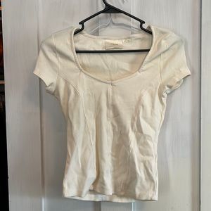 Anthropologie Rubbed cream shirt